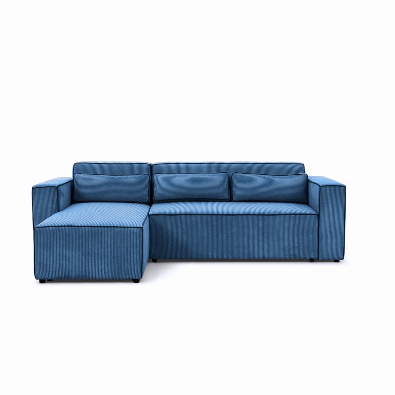 Przejdź do produktu Narożnik CASTEL sztruks niebieski z lamówką