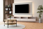 Zestaw Szafka RTV Tebris 300 Cashmere i Stolik SIGMA B Dąb artisan